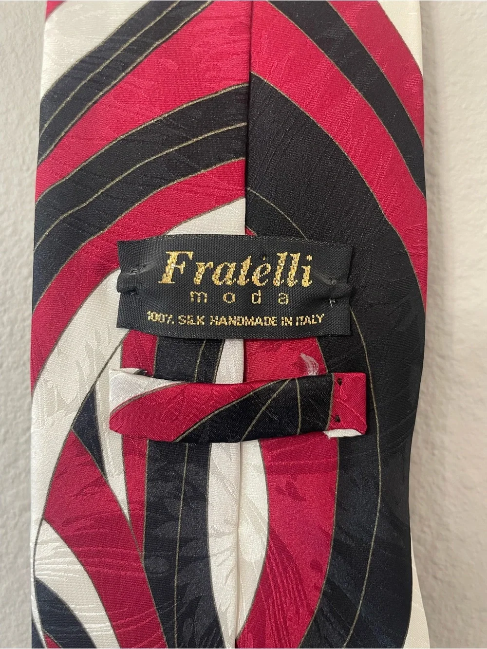 Vintage Fratelli Moda Handmade in Italy 100% Silk Abstract Swirl Tie Late 90/Y2K